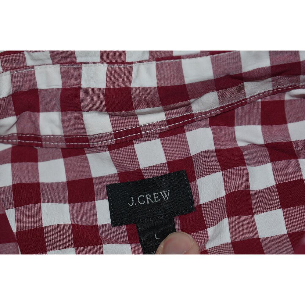 J Crew Dress Shirt Mens Size Large Fit Red White Gingham Plaids - Picture 6 of 7